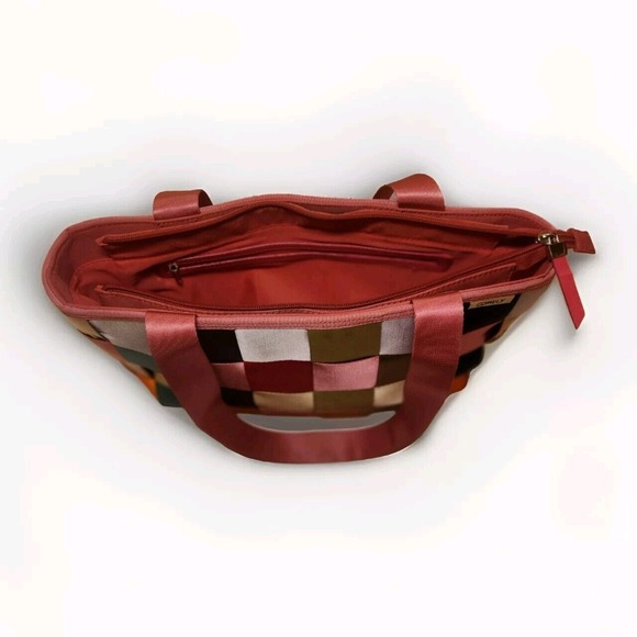 Comely Seatbelt Purse Women's Double Handles Pink Multi Colored - Picture 4 of 7